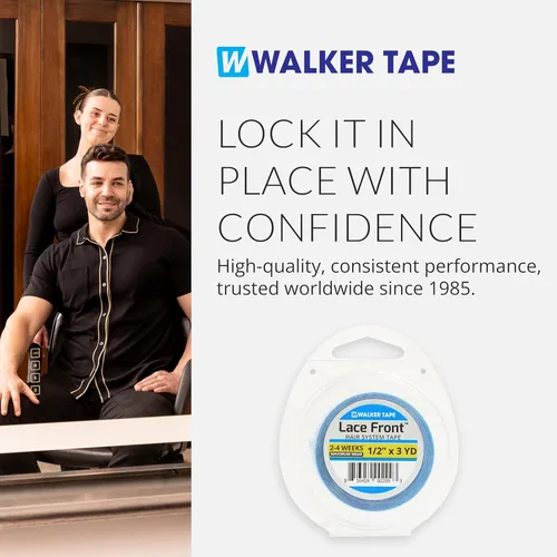 Vista 8 de Walker Tape Rollo de cinta de soporte frontal de encaje azul de 1/2 pulgada x 3 yardas, cinta de peluca de doble cara para pelucas de encaje, tupés