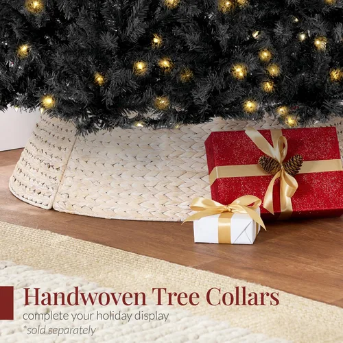 Vista 9 de Best Choice Products Árbol de Navidad negro preiluminado de 4.5 pies, decoración navideña completamente artificial para el hogar, oficina