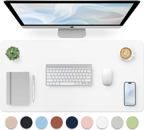 Vista 19 de Bloss Tapete de escritorio beige de 23.6 x 13.8 pulgadas, tapete de escritorio para escritorio, alfombrilla de mouse de cuero grande impermeable