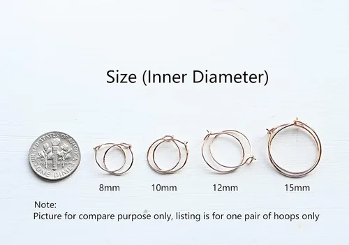Vista 6 de Aretes de aro huggie pequeños y finos para mujer - Rellenos de oro de 14k o plata esterlina, aros pequeños, aretes de aro de oro ligeros rosa dorado