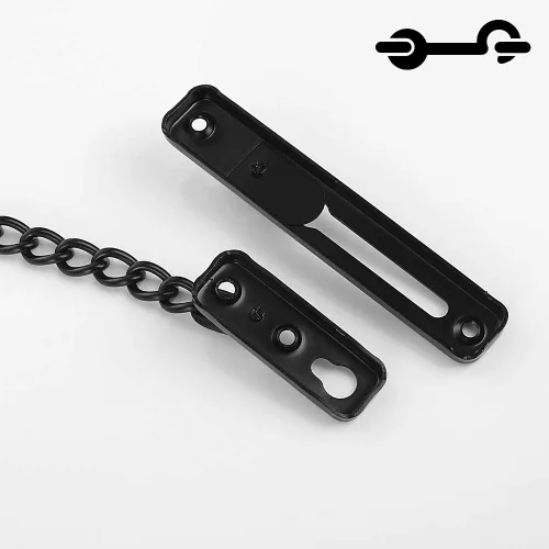 Vista 5 de JQK Cerradura de cadena de puerta negra, protector de puerta de acero inoxidable con resorte antirrobo, prensa de cierre, negro mate, HDC100-PB