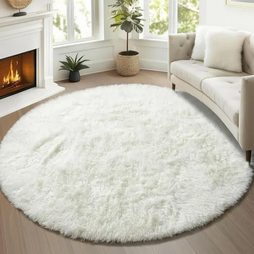 Vista 38 de ONASAR - Alfombra redonda rosa claro de 2 pies, esponjosa, lavable, tapete de gato o perro, suave, afelpada, peluda, tapete circular para dormitorio