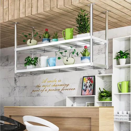 Vista 3 de Shelves Whftd 304 Stainless Steel Hanging Shelf，2 Layer European Floating Decorative Shelves，Storage Display Restaurant Racks for Kitchen Restaurant