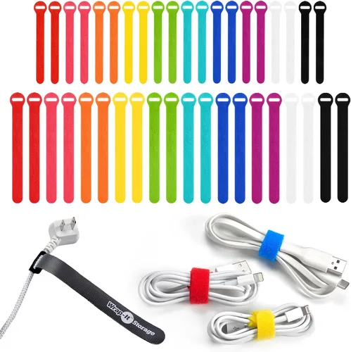 Wrap-It Storage - Paquete surtido de 40 bridas autoadhesivas multicolor Colores surtidos