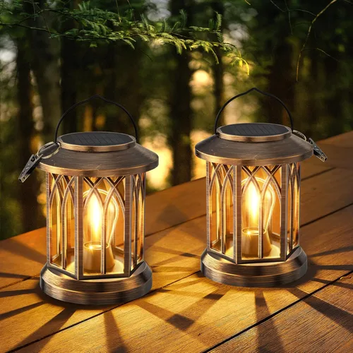 Vista 8 de WdtPro Linternas solares impermeables para exteriores, luces solares colgantes brillantes mejoradas para el exterior, linternas de iluminación LED a