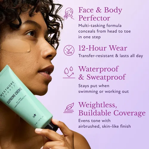 Vista 2 de Westmore Beauty Supreme Creme All-Over Complexion Perfector – Base CC Cream Foundation de larga duración - Impermeable y resistente a la Claro