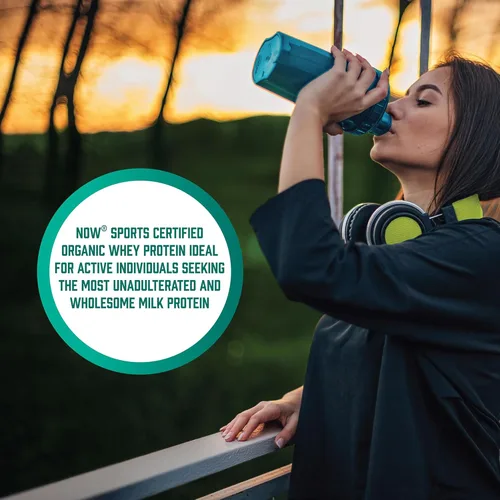Vista 7 de NOW Sports Nutrition, Proteína de suero orgánica certificada 0.67 oz, polvo sin sabor, 1 libra