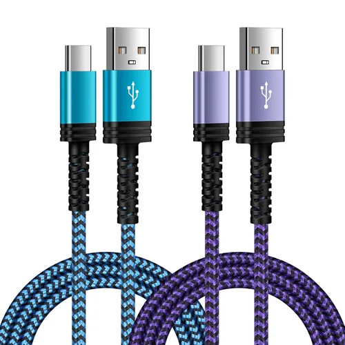 Cable de carga USB tipo C, [2 unidades de 6 pies], cable de carga rápida USB C para Samsung Galaxy S24/A54/A34/A14/S23Ultra/S21 Fe, Z Fold 5/4, Z