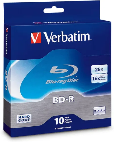 Verbatim BD-R 25GB 16X Disco de Medios Grabables Blu-ray - Husillo - 97238, Con Marca, Paquete de 10