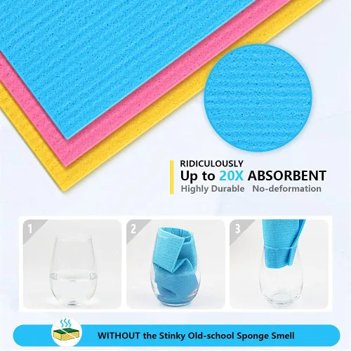 Vista 3 de AIDEA Paño sueco, 10 unidades, paños suecos para cocina, toallas de papel reutilizables lavables, paños de esponja para cocina, trapos absorbentes
