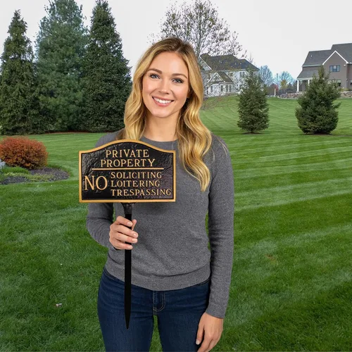 Vista 5 de Montague Metal Products - Placa de declaración de propiedad privada No Soliciting No Loitering - Placa de visualización de pared o césped - Señal