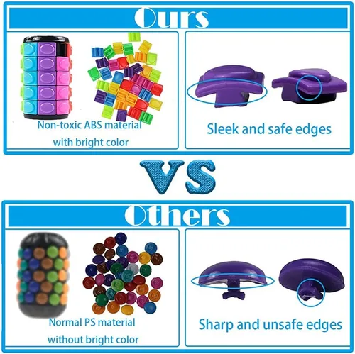 Vista 5 de Rompecabezas 3D de arco iris, cubo mágico, juguetes para la ansiedad, cilindro, giratorio, diapositiva, 3, 5, 7 capas, juegos educativos, regalo