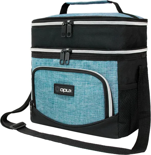 Vista 9 de OPUX Lonchera aislada de doble compartimento para hombres y mujeres, bolsa de almuerzo de doble cubierta a prueba de fugas para el trabajo