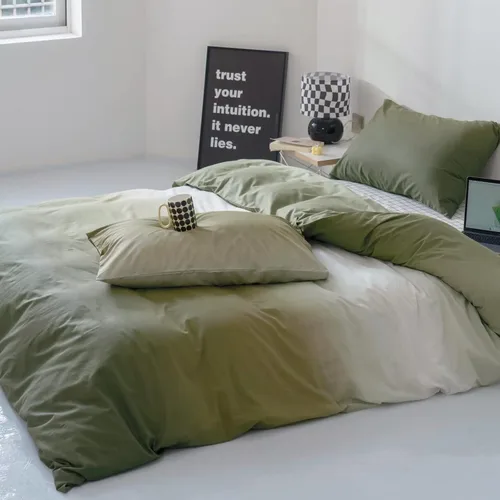 Vista 33 de CLOTHKNOW Juego de edredón de 3 piezas a cuadros color beige óxido, tamaño Full, juego de ropa de cama de cuadros edredón terracota con 2 fundas