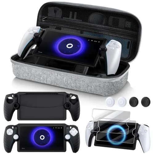 Vista 9 de KINWIN Paquete de accesorios 10 en 1 compatibles con PlayStation Portal, funda de transporte EVA para PS Portal con cubierta protectora de silicona