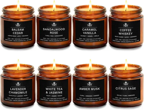 Vista 11 de Paquete de 6 velas aromáticas para el hogar, velas de soja de larga duración para el hogar, juego de velas perfumadas de vacaciones con manzana