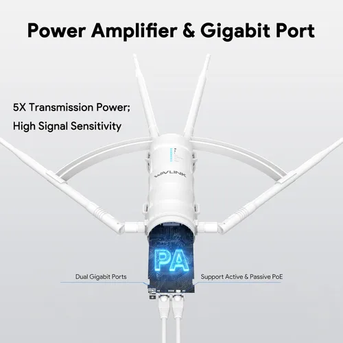 Vista 7 de WAVLINK Extensor WiFi AC1200 2026 para exteriores, amplificador de señal WiFi de banda dual de largo alcance, resistente a la intemperie