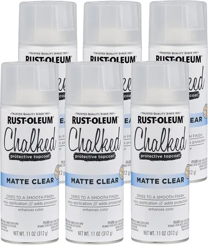 Rust-Oleum 302599-6PK - Pintura a la tiza en aerosol ultra de 12 onzas (paquete de 6), color mate transparente