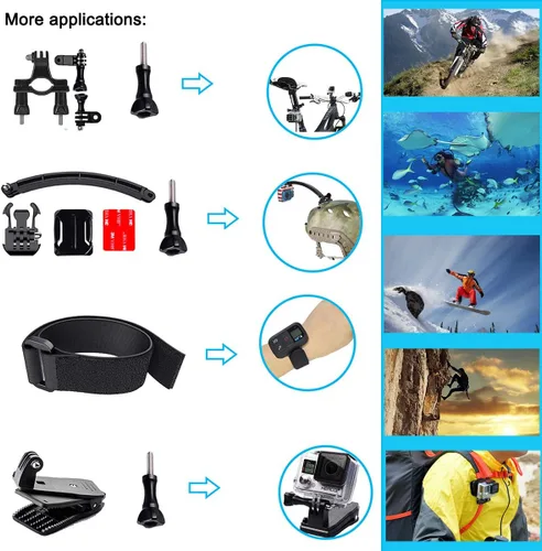 Vista 7 de Suptig Kit de accesorios compatible con Gopro Hero 13/Hero12/11/10/9/8/7/6/5/4/3/3+/2/Session gopro Max2 Gopro Fusion DJI Action 5 pro/5/4/3