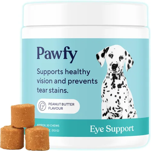 Pawfy Masticables suaves para los ojos, evita las manchas de lágrimas, ayuda a la vista, salud general de los ojos, con luteína, aceite de krill y