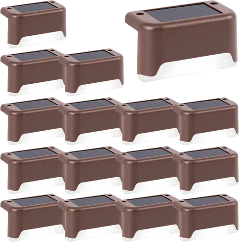 Vista 11 de GIGALUMI 12 Piezas Luces Solares para Terraza, Lámpara Solar LED Impermeable con Acabado en Bronce para Senderos Exteriores, Jardín, Patio, Blanco