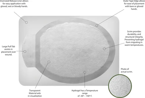 Vista 4 de Halo Vendaje oclusivo de alto rendimiento para heridas de trauma, 2