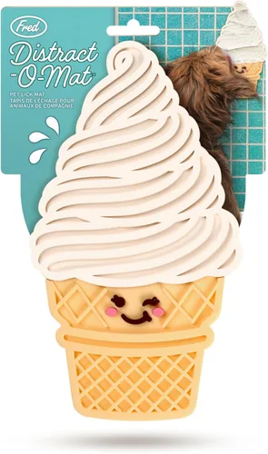 Vista 4 de Genuine Fred Distract O Mat, con forma de helado, tapete para lamer perro de alimentación lenta, alfombrilla antideslizante para distracción