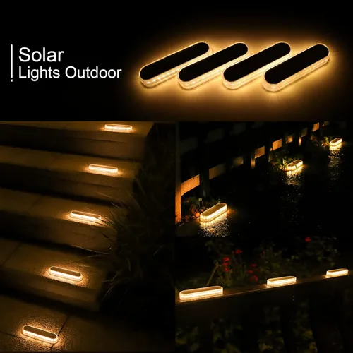 Vista 3 de WILLED Luz solar para cubierta al aire libre, impermeable, paquete de 4 luces solares blancas cálidas, panel de carga solar grande, luz de muelle