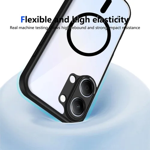 Vista 687 de Funda magnética transparente compatible con Xiaomi 17T, color negro 2 en 1 PC + TPU cubierta de teléfono a prueba de golpes, carcasa protectora