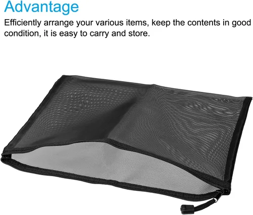 Vista 3 de MECCANIXITY Bolsas de malla con cremallera, estuche de nailon A4 con cremallera, bolsillos de almacenamiento para accesorios de oficina de viaje