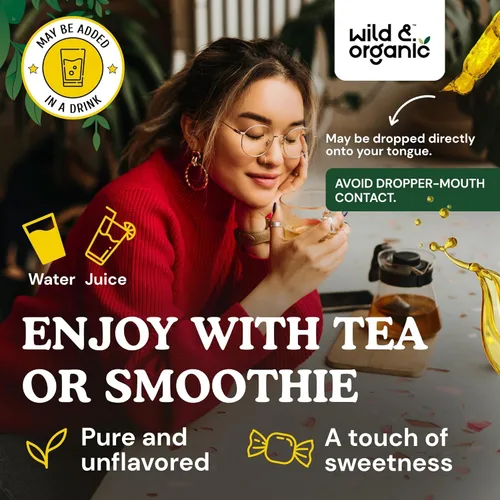 Vista 7 de Wild & Organic Gotas líquidas de melena de leones, apoyo para el enfoque y el cerebro, suplemento de melena de león, tintura de extracto de hongo