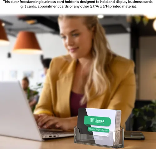 Vista 3 de Marketing Holders Paquete de 50 portatarjetas de visita acrílico para tarjetas de citas de 3.5 x 2 pulgadas para eventos de red, servicios