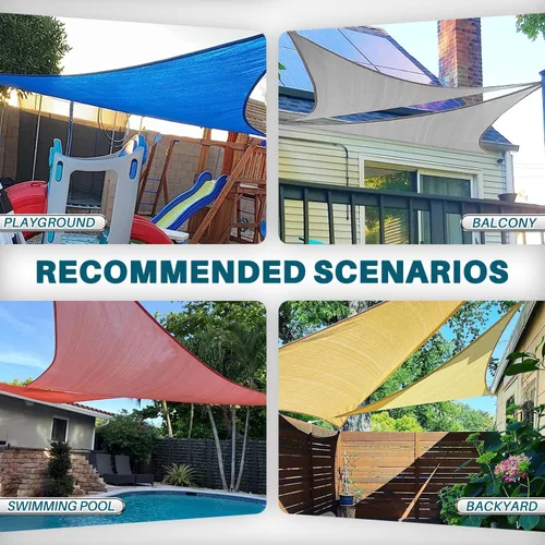Vista 6 de Coarbor Toldo parasol triangular de 2 x 2 x 3 pies, para exteriores, patio, terraza, jardín (turquesa)