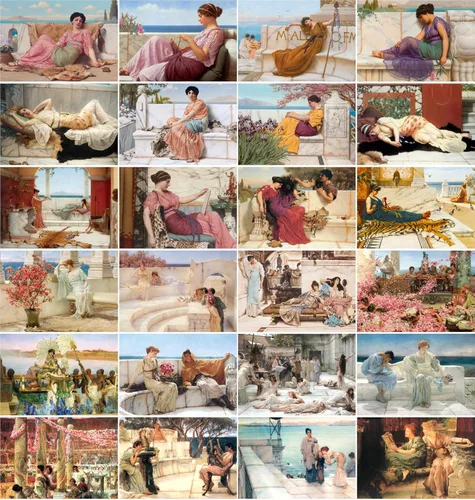 Vista 2 de Postales vintage 24 piezas retrato de dama griega romana antigua