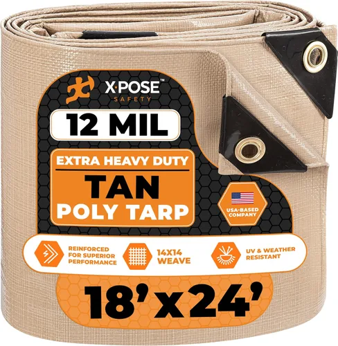 Vista 116 de Xpose Safety Lona protectora de polietileno plateado resistente de 5 x 7 pies - Funda protectora multiusos - Duradera, resistente al agua