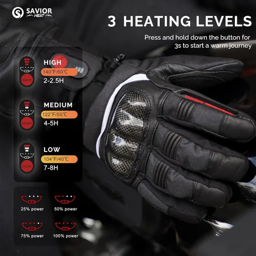 Vista 2 de SAVIOR HEAT Heated Gloves for Men Women, Rechargeable Electric Heated Leather Skiing and Snowboarding Gloves