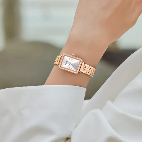 Vista 5 de VICTORIA HYDE Magnífico reloj de mujer verde madre de perla esfera elegante reloj rectangular cara relojes con correa de cuero negro