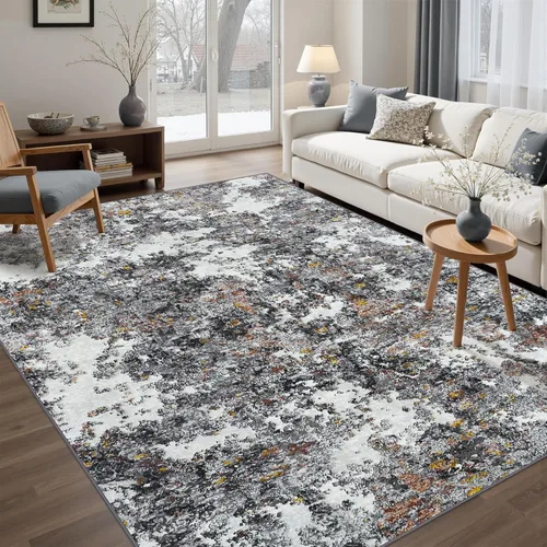 Vista 18 de Alfombra de área para sala de estar: alfombra lavable de 5 x 7 pies con respaldo antideslizante, sin desprendimiento, resistente a manchas