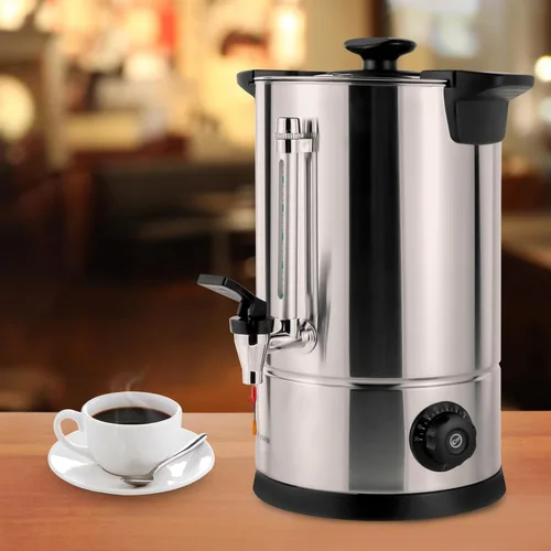 Vista 10 de Urna de café de acero inoxidable de grado comercial con 30 tazas con filtro de plástico y grifo, 5.2L 1KW, cafetera eléctrica calentable, urna