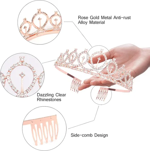 Vista 2 de CIEHER Kit de banda de cumpleaños y tiara de cumpleaños, coronas de cumpleaños para mujer, corona de cumpleaños, tiaras de cumpleaños, regalo