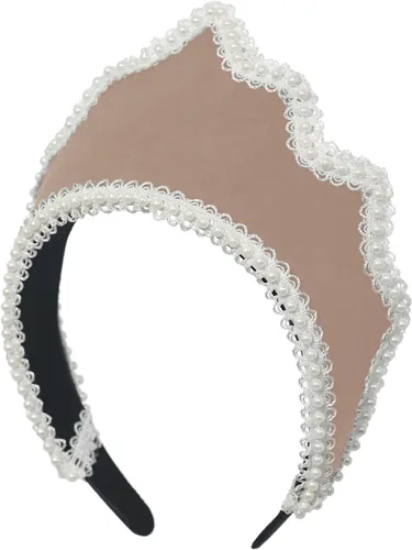 BPURB Tocado vintage victoriano para mujer, accesorio de disfraz renacentista isabelino Tudor Coronet peregrino Beige
