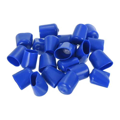 Vista 4 de uxcell 30 tapas de goma de 0.827 in de vinilo de identificación de tubo redondo tapa de perno tapa de tornillo protectores de rosca azul