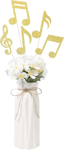 Vista 5 de 10 piezas de centros de mesa de notas musicales, decoraciones de fiesta negras, notas musicales