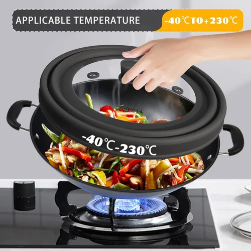 Vista 7 de Cubierta para salpicaduras de microondas, cubierta plegable de silicona para placa de microondas con vidrio para tapa protectora de salpicaduras