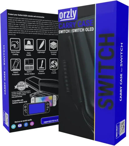 Vista 2 de Orzly Funda de transporte compatible con Nintendo Switch y la nueva consola OLED de Switch - Funda protectora de viaje portátil con bolsillos