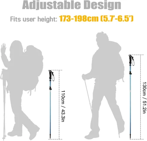 Vista 3 de Trekking Pole Lightweight Collapsible Five-fold Walking Stick for Hiking Camping Backpacking