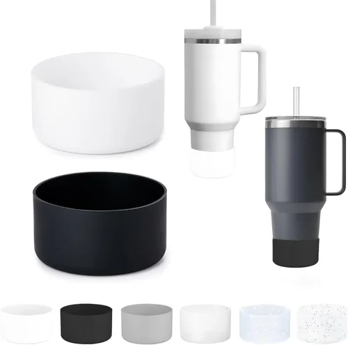 Vista 8 de 2 piezas de funda protectora de silicona para Stanley, compatible con el vaso Stanley de 20-40 oz y la botella de agua Hydro Flask de 12-24 oz