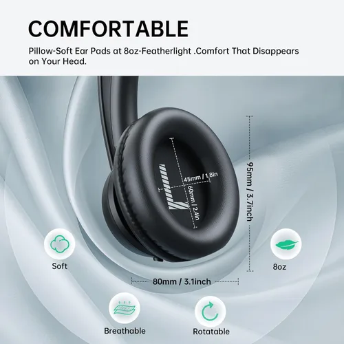 Vista 7 de EKSA H8 - Auriculares USB con micrófono para trabajo, auriculares estéreo con cable para computadora con cancelación de ruido, controles en línea