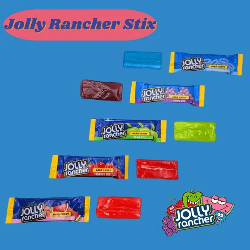 Vista 4 de JollyRancher Stix Original - Palitos de caramelo duros con sabor surtidos, envueltos individualmente, paquete a granel (paquete de 100)