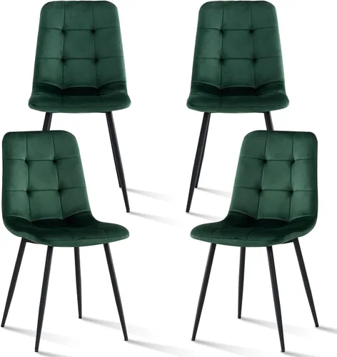 Vista 12 de Juego de 4 sillas de comedor de terciopelo azul para cocina